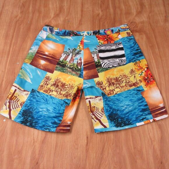 ROBERT GRAHAM Hawaiian Swim Shorts Swim Trunks Size 40 Tropical AOP Board Shorts - Picture 10 of 16